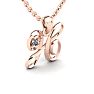 Letter H Diamond Initial Necklace In Rose Gold With Free Chain Image-2