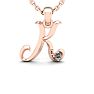 Letter K Diamond Initial Necklace In Rose Gold With Free Chain Image-1
