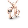 Letter U Diamond Initial Necklace In Rose Gold With Free Chain Image-2