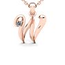 Letter W Diamond Initial Necklace In Rose Gold With Free Chain Image-1