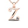 Letter Z Diamond Initial Necklace In Rose Gold With Free Chain Image-1