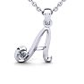 Letter A Diamond Initial Necklace In 14 Karat White Gold With Free Chain Image-1