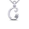Letter C Diamond Initial Necklace In 14 Karat White Gold With Free Chain Image-1