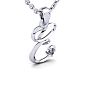 Letter E Diamond Initial Necklace In 14 Karat White Gold With Free Chain Image-2