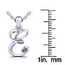 Letter E Diamond Initial Necklace In 14 Karat White Gold With Free Chain Image-5