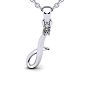 Letter I Diamond Initial Necklace In 14 Karat White Gold With Free Chain Image-2