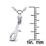 Letter I Diamond Initial Necklace In 14 Karat White Gold With Free Chain Image-5