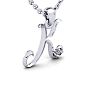 Letter K Diamond Initial Necklace In 14 Karat White Gold With Free Chain Image-2