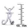 Letter K Diamond Initial Necklace In 14 Karat White Gold With Free Chain Image-5