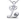 Letter L Diamond Initial Necklace In 14 Karat White Gold With Free Chain Image-1