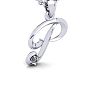 Letter P Diamond Initial Necklace In 14 Karat White Gold With Free Chain Image-2