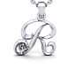 Letter R Diamond Initial Necklace In 14 Karat White Gold With Free Chain Image-1