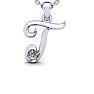 Letter T Diamond Initial Necklace In 14 Karat White Gold With Free Chain