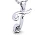 Letter T Diamond Initial Necklace In 14 Karat White Gold With Free Chain Image-2
