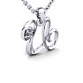Letter U Diamond Initial Necklace In 14 Karat White Gold With Free Chain Image-2