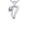 Letter V Diamond Initial Necklace In 14 Karat White Gold With Free Chain Image-1