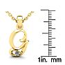 Letter G Diamond Initial Necklace In 14 Karat Yellow Gold With Free Chain Image-5