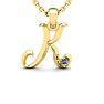 Letter K Diamond Initial Necklace In 14 Karat Yellow Gold With Free Chain Image-1