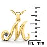 Letter M Diamond Initial Necklace In 14 Karat Yellow Gold With Free Chain Image-5