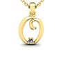 Letter O Diamond Initial Necklace In 14 Karat Yellow Gold With Free Chain Image-1