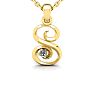 Letter S Diamond Initial Necklace In 14 Karat Yellow Gold With Free Chain Image-1