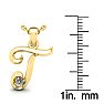 Letter T Diamond Initial Necklace In 14 Karat Yellow Gold With Free Chain Image-5