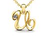 Letter U Diamond Initial Necklace In 14 Karat Yellow Gold With Free Chain Image-1