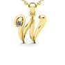 Letter W Diamond Initial Necklace In 14 Karat Yellow Gold With Free Chain Image-1