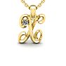 Letter X Diamond Initial Necklace In 14 Karat Yellow Gold With Free Chain Image-1
