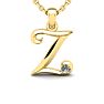 Letter Z Diamond Initial Necklace In 14 Karat Yellow Gold With Free Chain Image-1