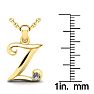Letter Z Diamond Initial Necklace In 14 Karat Yellow Gold With Free Chain Image-5