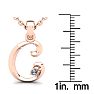 Letter C Diamond Initial Necklace In 14 Karat Rose Gold With Free Chain Image-5