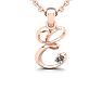 Letter E Diamond Initial Necklace In 14 Karat Rose Gold With Free Chain Image-1