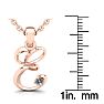 Letter E Diamond Initial Necklace In 14 Karat Rose Gold With Free Chain Image-5