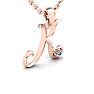 Letter K Diamond Initial Necklace In 14 Karat Rose Gold With Free Chain Image-2