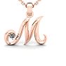 Letter M Diamond Initial Necklace In 14 Karat Rose Gold With Free Chain Image-1