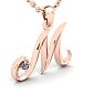 Letter M Diamond Initial Necklace In 14 Karat Rose Gold With Free Chain Image-2