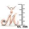 Letter M Diamond Initial Necklace In 14 Karat Rose Gold With Free Chain Image-5