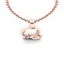 Letter Q Diamond Initial Necklace In 14 Karat Rose Gold With Free Chain Image-4