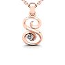 Letter S Diamond Initial Necklace In 14 Karat Rose Gold With Free Chain Image-1