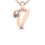 Letter V Diamond Initial Necklace In 14 Karat Rose Gold With Free Chain Image-1