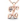 Letter X Diamond Initial Necklace In 14 Karat Rose Gold With Free Chain Image-1