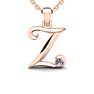 Letter Z Diamond Initial Necklace In 14 Karat Rose Gold With Free Chain Image-1