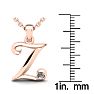 Letter Z Diamond Initial Necklace In 14 Karat Rose Gold With Free Chain Image-5
