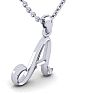Letter A Swirly Initial Necklace In Sterling Silver With Free 18 Inch Cable Chain Image-2