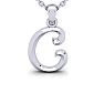 Letter C Swirly Initial Necklace In Heavy White Gold With Free 18 Inch Cable Chain Image-1