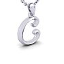 Letter C Swirly Initial Necklace In Heavy White Gold With Free 18 Inch Cable Chain Image-3