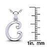 Letter C Swirly Initial Necklace In Heavy White Gold With Free 18 Inch Cable Chain Image-5