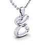 Letter E Swirly Initial Necklace In Sterling Silver With Free 18 Inch Cable Chain Image-2