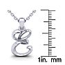 Letter E Swirly Initial Necklace In Sterling Silver With Free 18 Inch Cable Chain Image-5